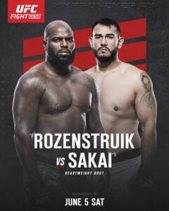ufc-Rozenstruik vs Sakai apostas, odds, e previsoes